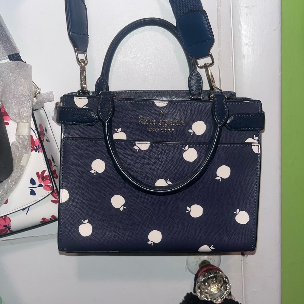 Blue and white Apple Kate spade purse